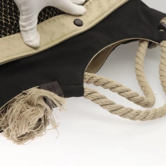 CHANEL COCO Mark Camelia Tote Bag Canvas Black Silver CC Auth - Picture 12 of 15